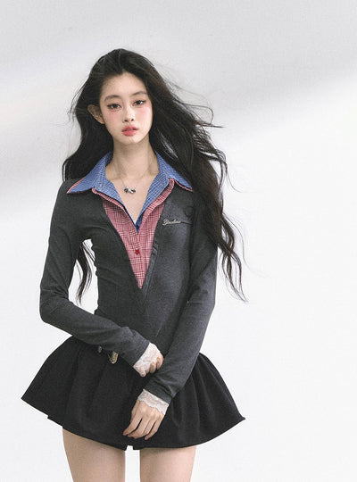 Fake Two-piece Long-sleeved T-shirt DIA0526
