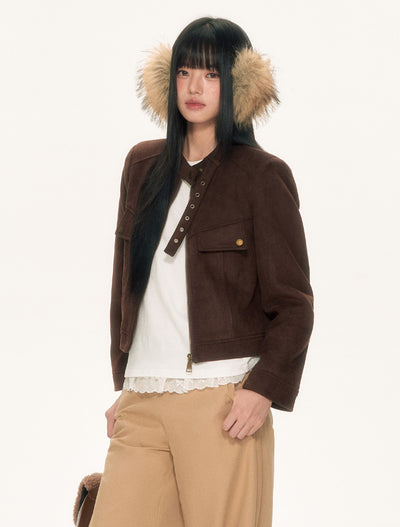 Dark brown Suede Basic Jacket WEE0094