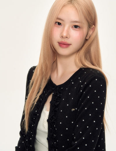 Polka Dot Black Cardigan WEE0068