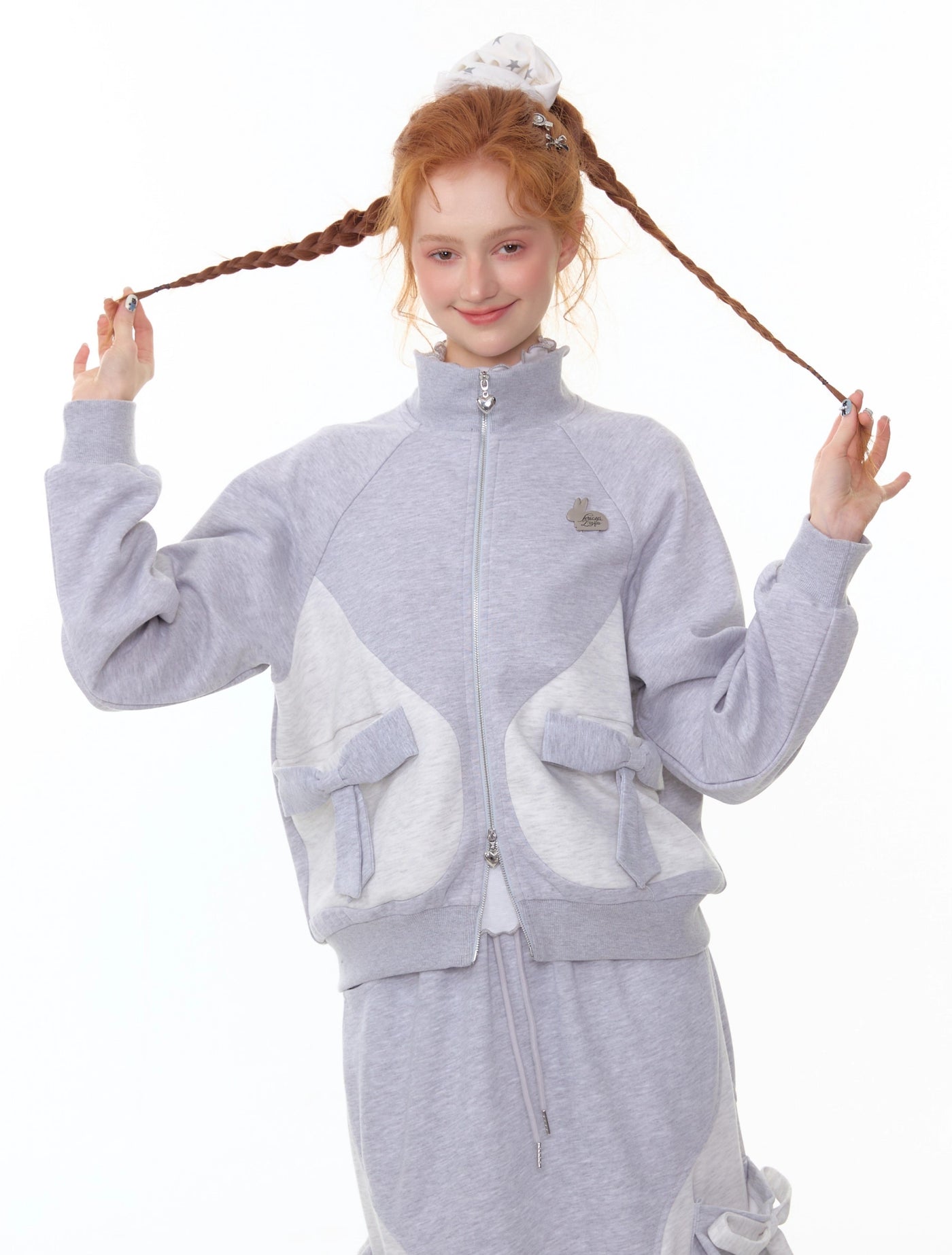 Bow Sports Style Sweatshirt Jacket ZIZ0303