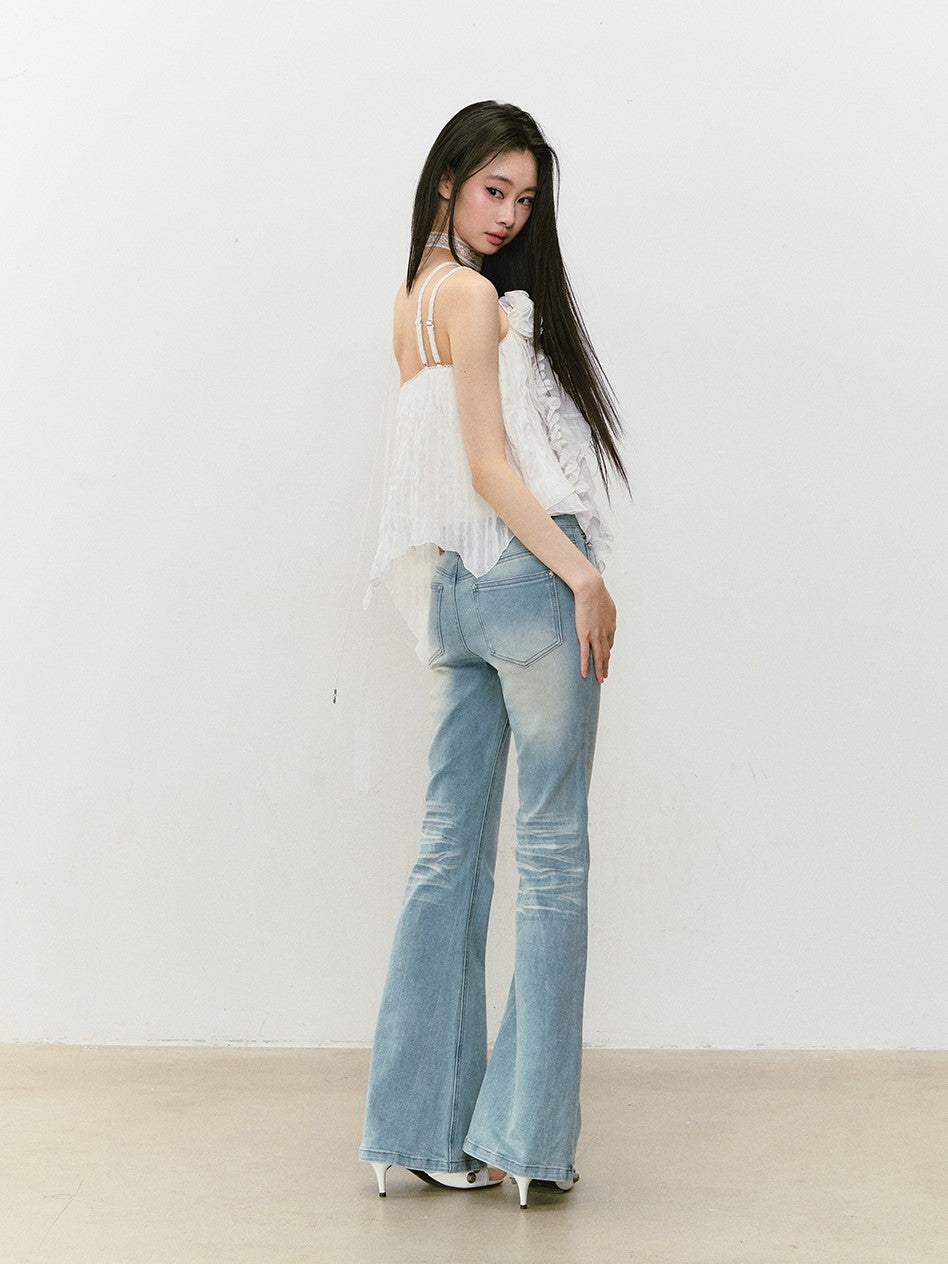 Waist Slim Retro Flared Jeans VIA0329