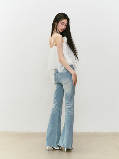 Waist Slim Retro Flared Jeans VIA0329