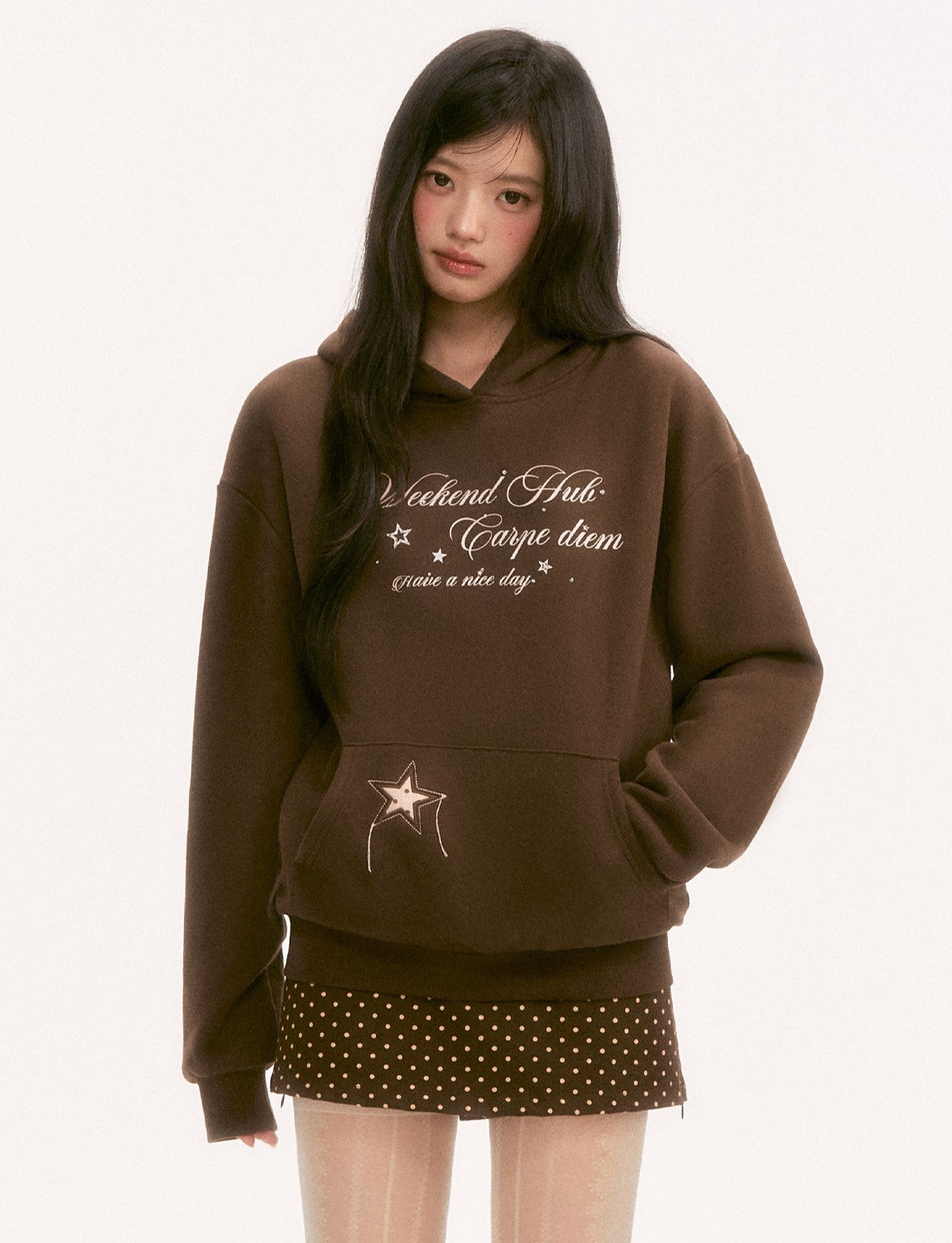 Retro Rhinestone Letter Hooded Sweatshirt WEE0121