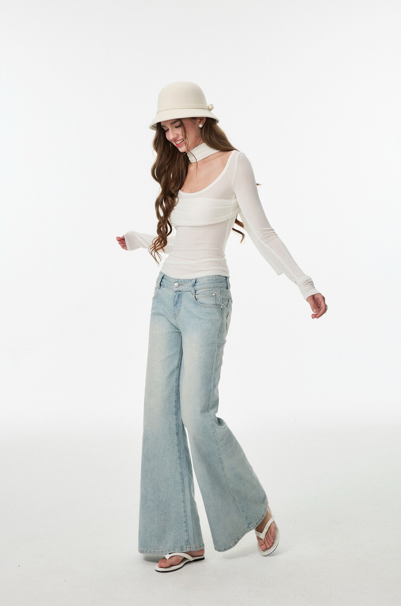 Halter Scarf Base Long-Sleeved T-Shirt 4MU0155