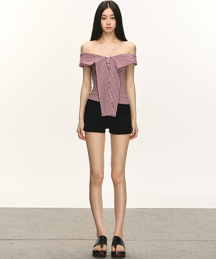Striped One-shoulder Top ANA0053