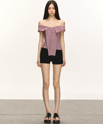 Striped One-shoulder Top ANA0053