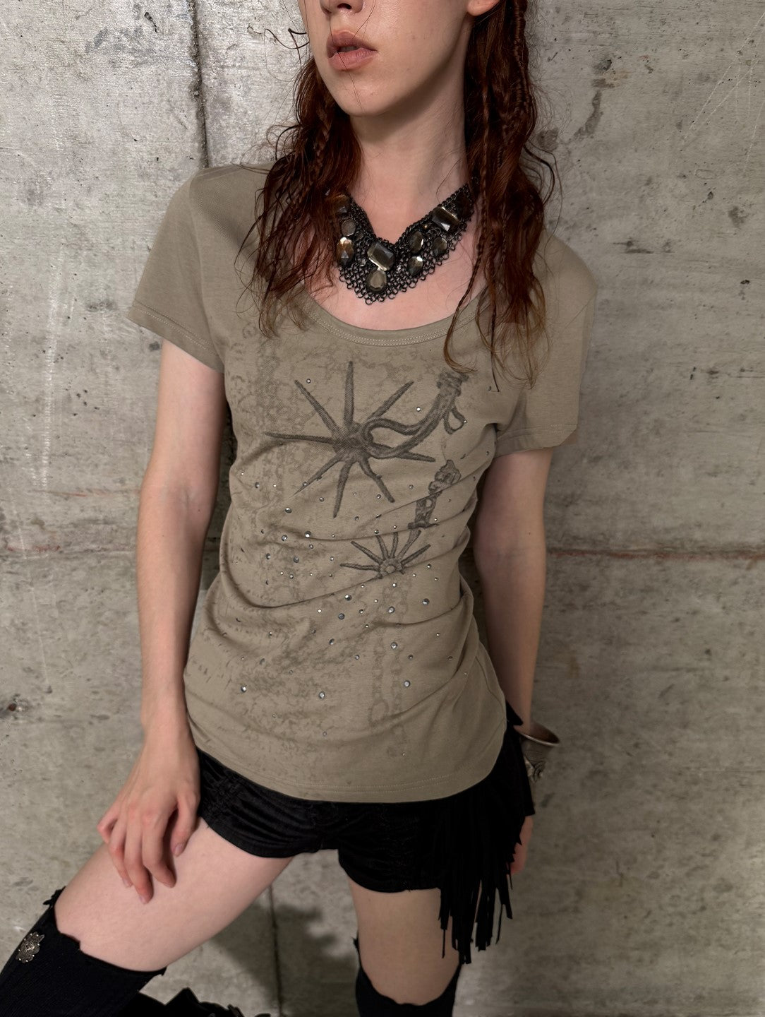 Western Print Diamond T-shirt DOU0118