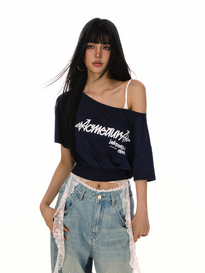 Oblique Shoulder Short T-shirt ACM0080