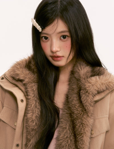 American Retro Patchwork Fur Thick Coat WEE0130