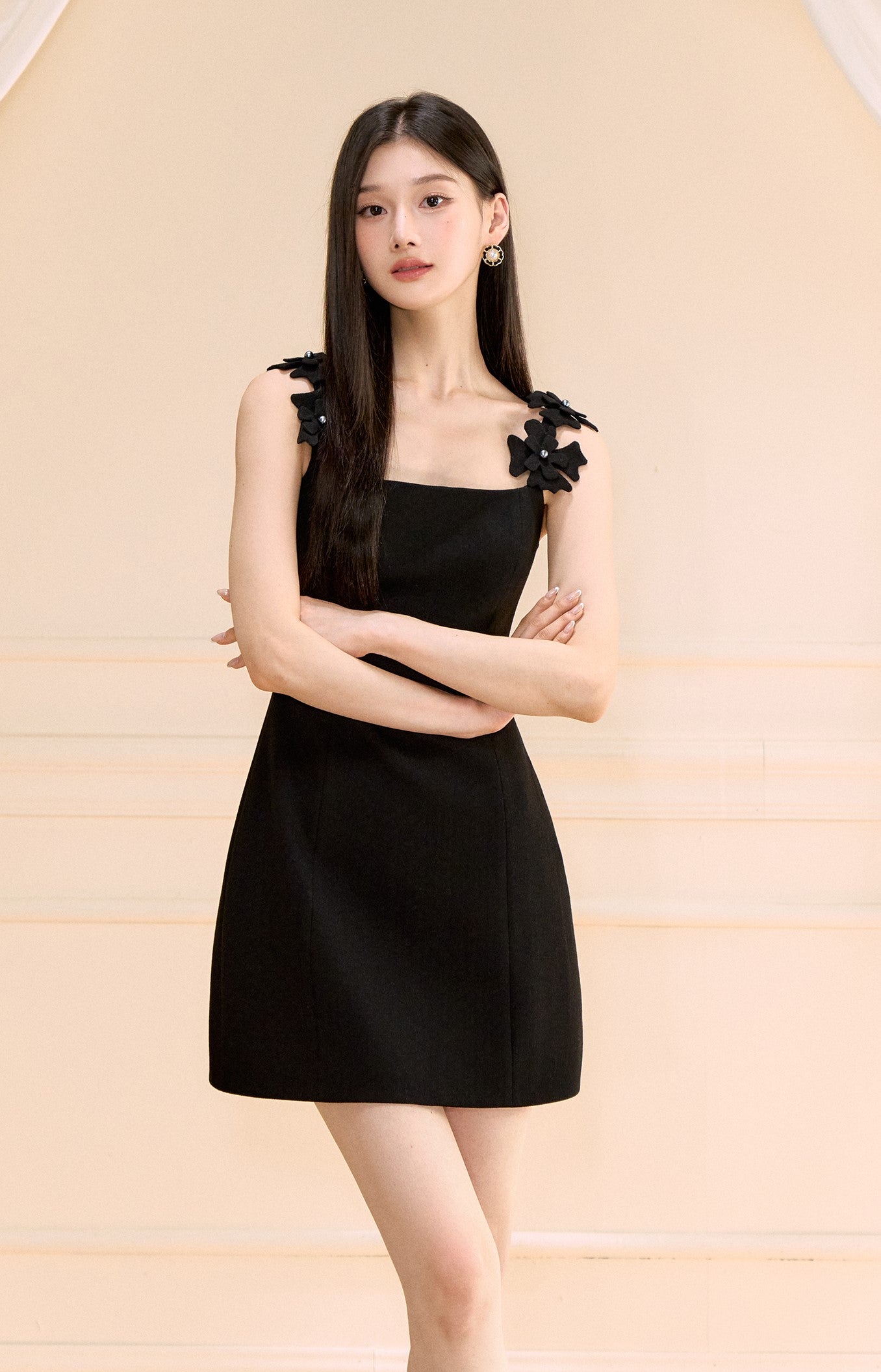 Flower Strap Suspender Dress OSH0177