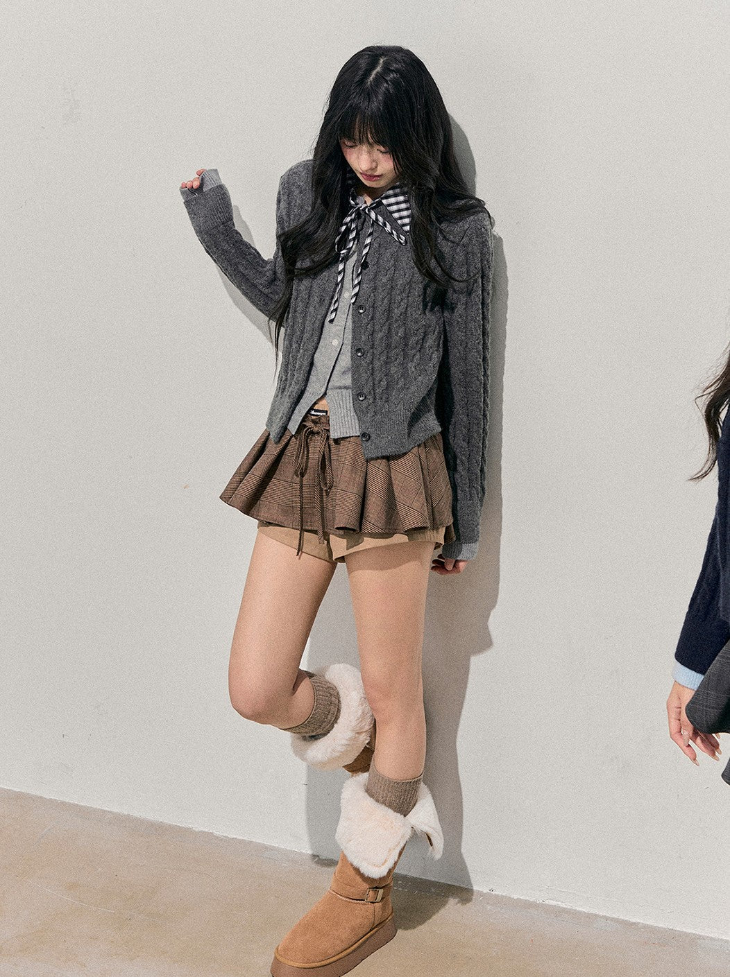 Plaid Shirt Collar Faux Two-Piece Sweater DIA0722