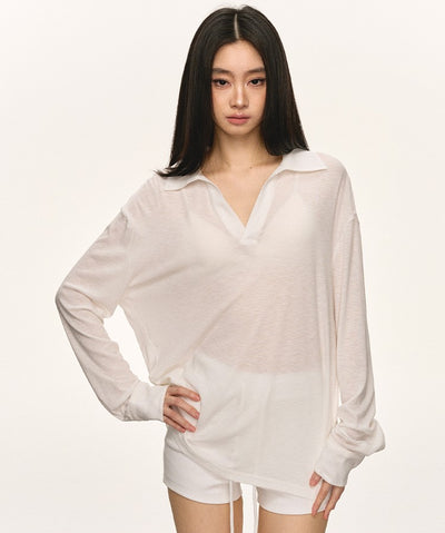 Lapel Loose V-neck Sunscreen Shirt ANA0057