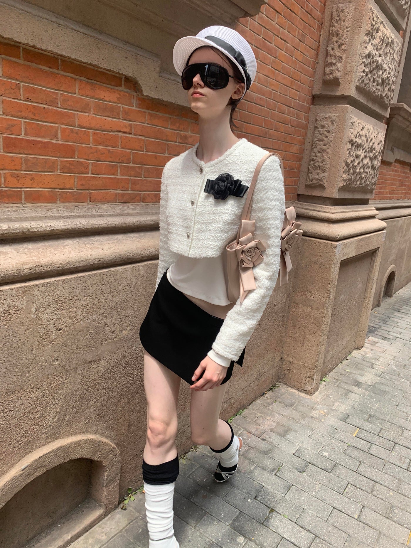 Tweed Decorated Floral Cropped Jacket AOA0037
