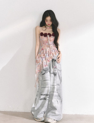 Rose Floral Irregular Camisole DIA0441