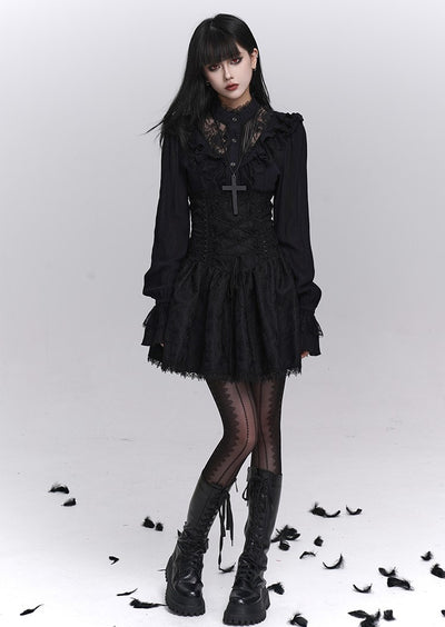 Black Lace High-Waisted Skirt LAD0243