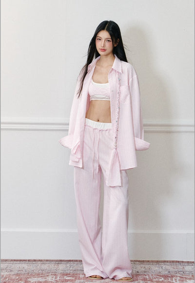 Braided Rope Striped Shirt/Camisole/Shorts AGM0170