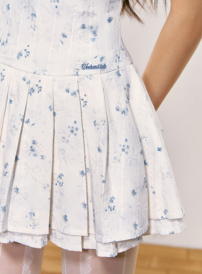 Floral Double Layer Pleated Princess Dress WEE0050