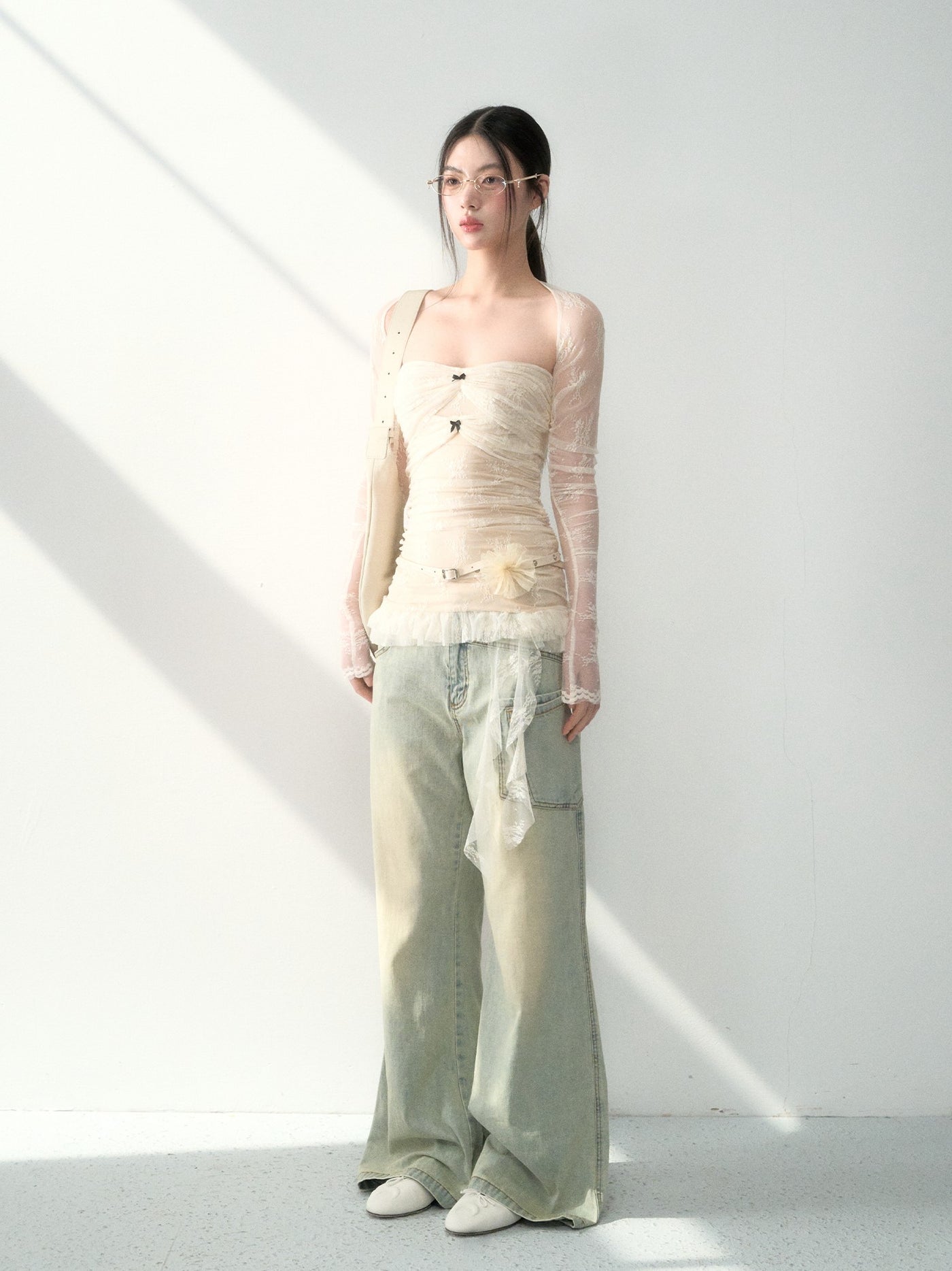 Washed Casual Loose Flared Jeans LAL0191