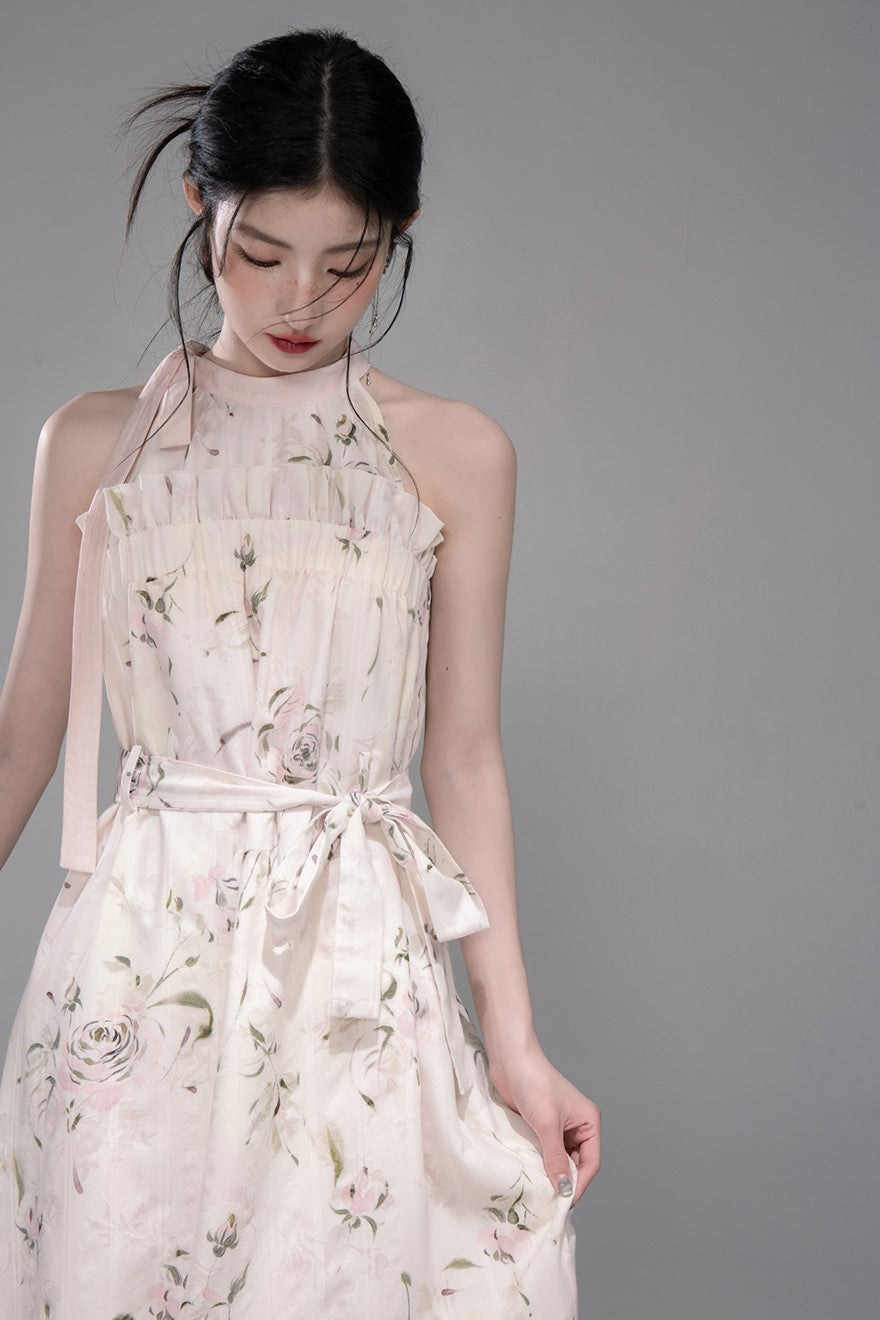 Rose Print One Shoulder Dress COT0323