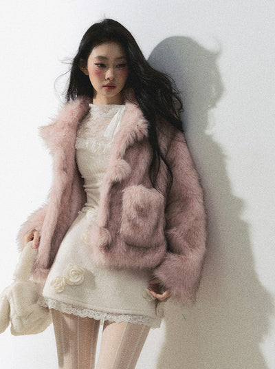 Cherry Blossom Milk Series Fur Pink Jacket DIA0246