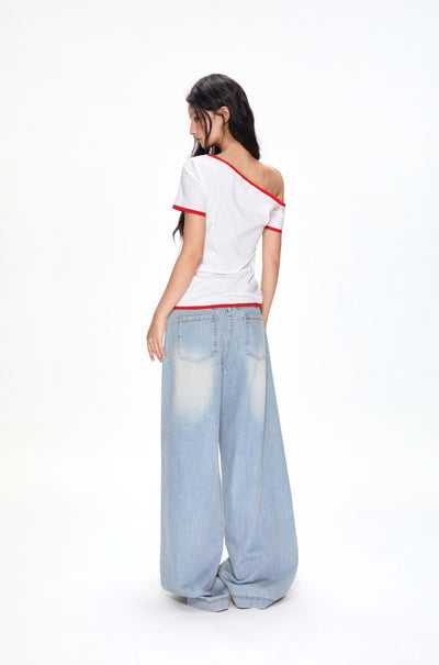 Rhinestone Low Waist Jeans APE0390