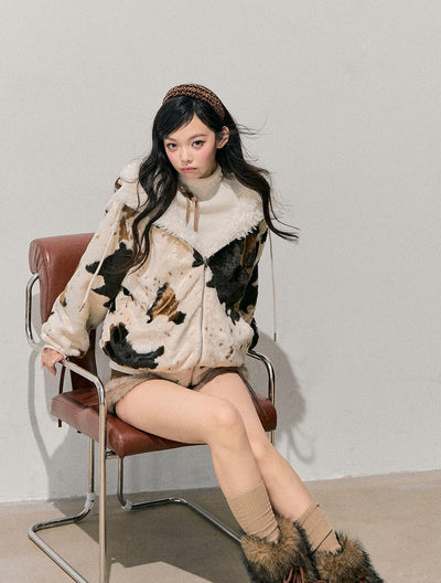 Marble Color Fur Coat DIA0749