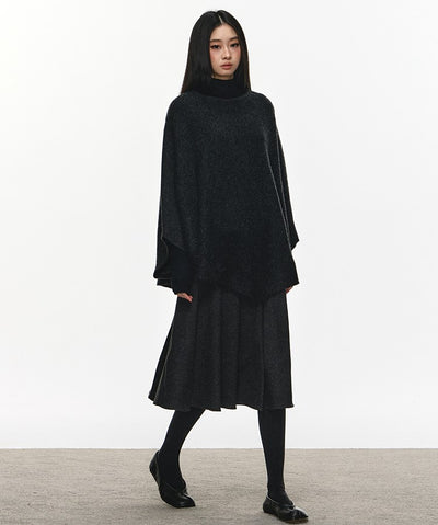 Gray High-waisted Pleated Midi Skirt ANA0114