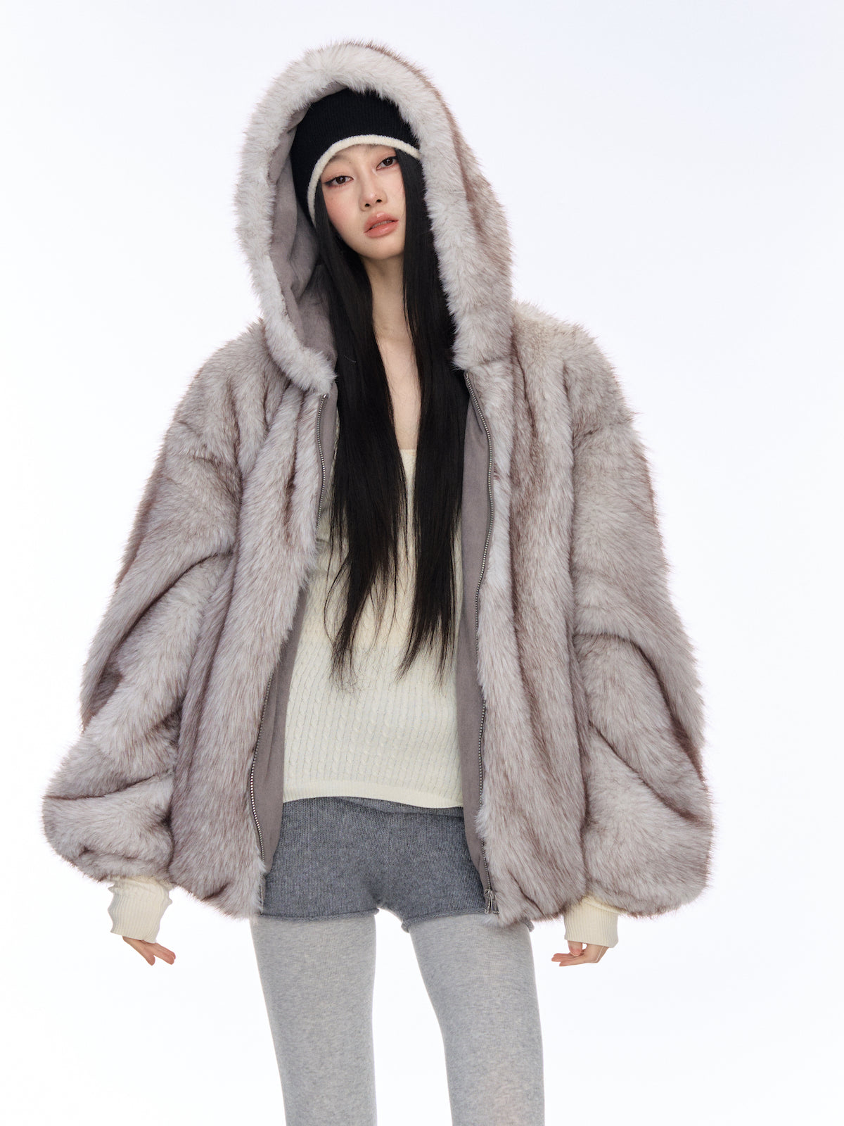 Suede Imitation Lambswool Reversible Plush Coat CUR0182