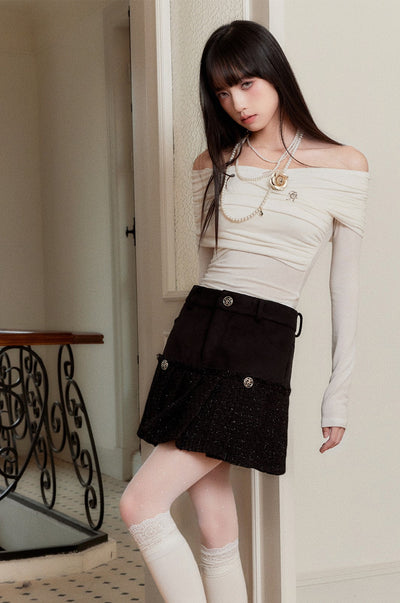 Luxurious Style Pleated Short Skirt FRA0266