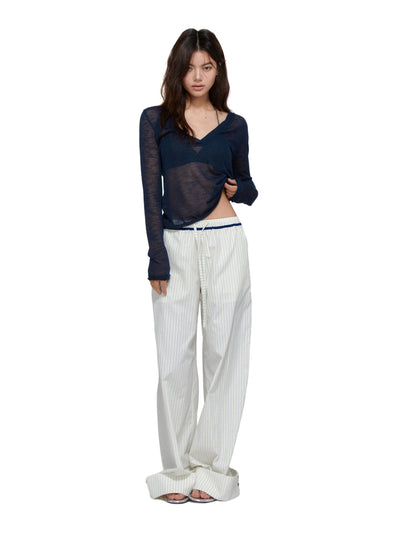 Striped Drape Casual Pants APE0372