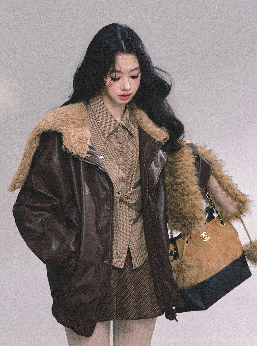 American Navy Collar Leather Jacket DIA0615