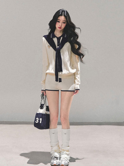 Two-Color Knitted Top/Shorts DIA0685
