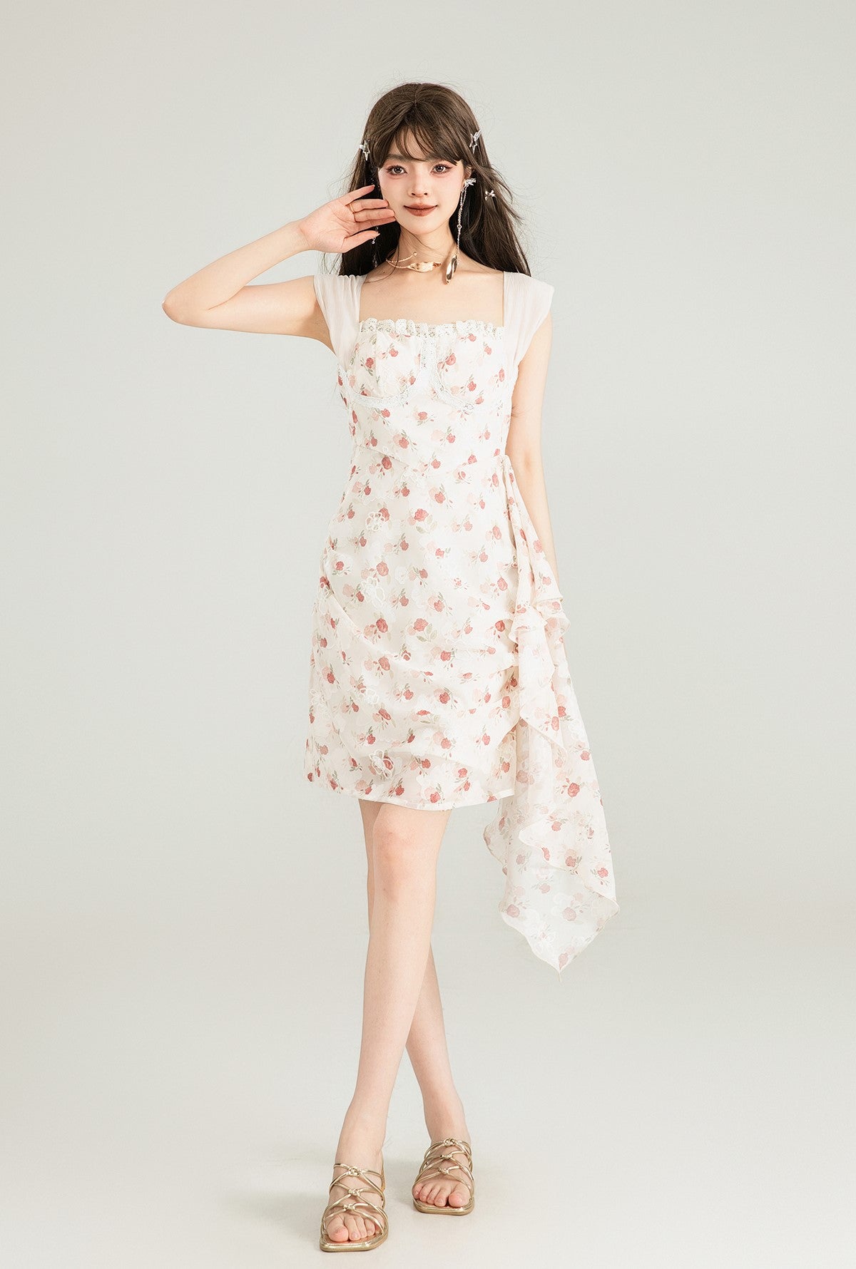 Three-dimensional Flower Slim Dress KEI0132