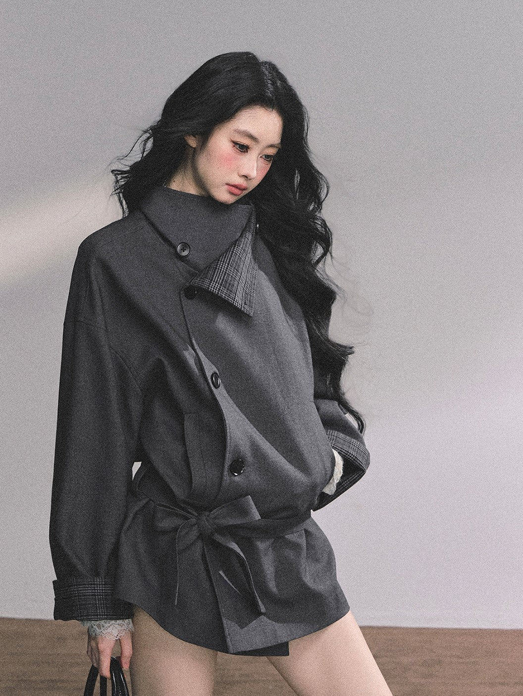 British Style Stand Plaid Collar Jacket DIA0608