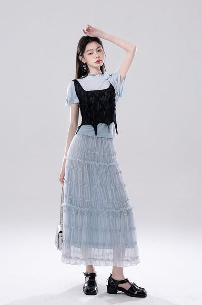 Clear Sky Lace T-shirt+Hollow Vest COT0257