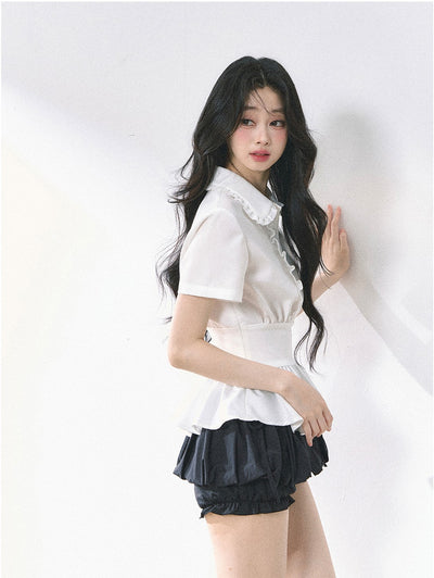 Waist Slim White Slim Shirt DIA0471