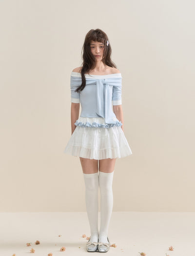 White Lace A-line Tutu Skirt SUN0133