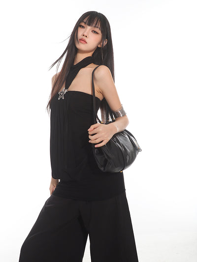 Halter Neck Star Brooch Camisole/Wide-leg Mopping Pants UNC0143