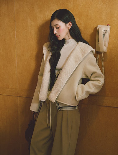 Hooded Suede Faux Fur Jacket LAL0239