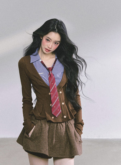Fake Two-piece Polo Collar Knitted Shirt DIA0602
