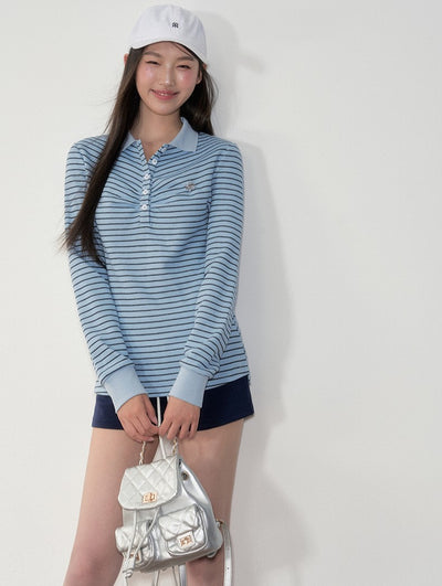 Striped Polo Long-sleeved T-shirt SOO0028