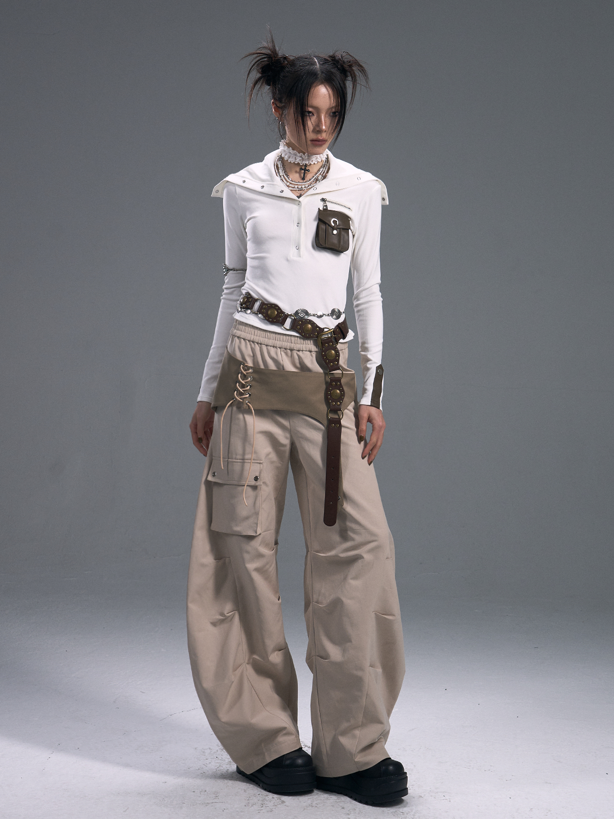 Casual Wide-leg Machete Pants FRU0093