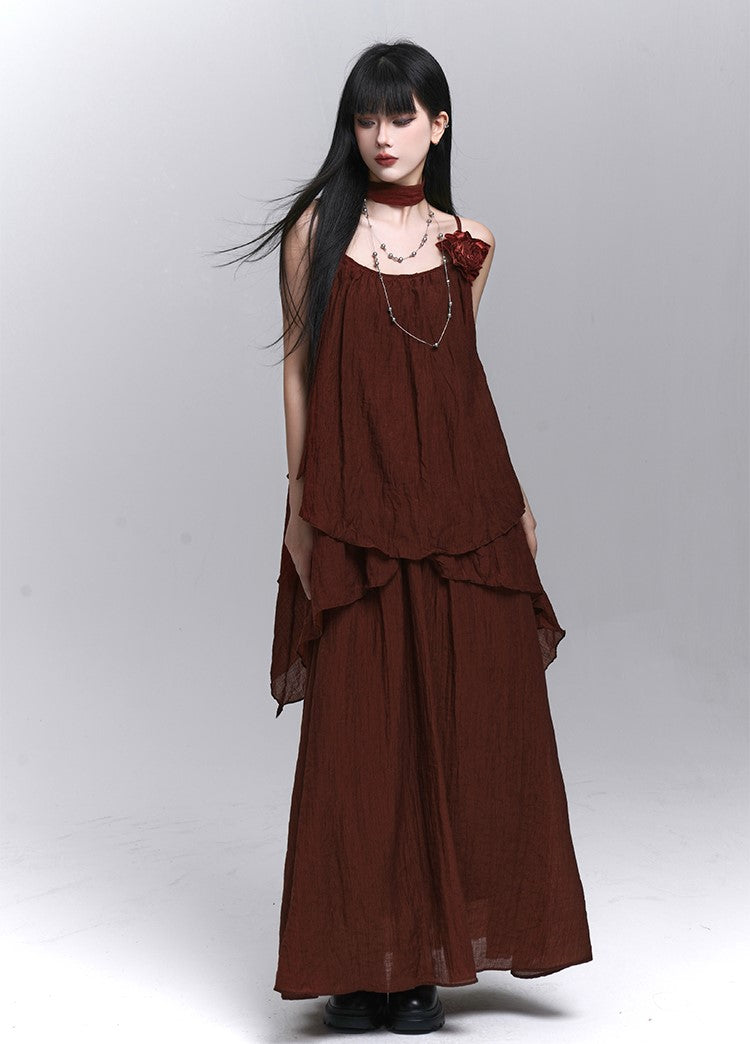 Artistic Rose Sleeveless Top/Long Skirt LAD0208