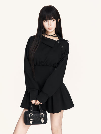 Off-Shoulder Long-Sleeved Sweatshirt Dress VOC0458