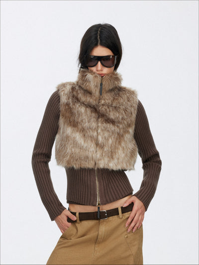Eco-friendly Fur Patchwork Knit Jacket SAL0194