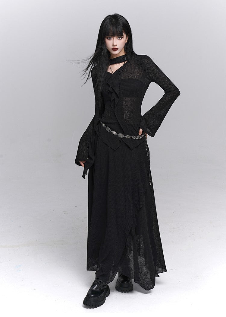 Simple High-End V-neck Top/Skirt LAD0222