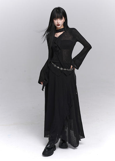 Simple High-End V-neck Top/Skirt LAD0222