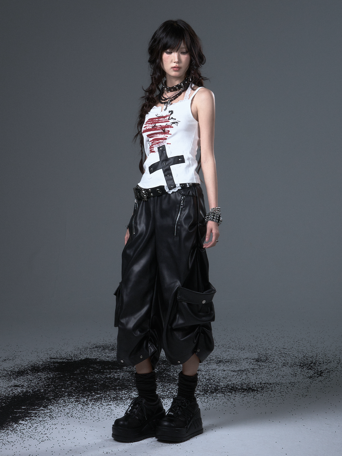 Punk Lantern Leather Pants FRU0100
