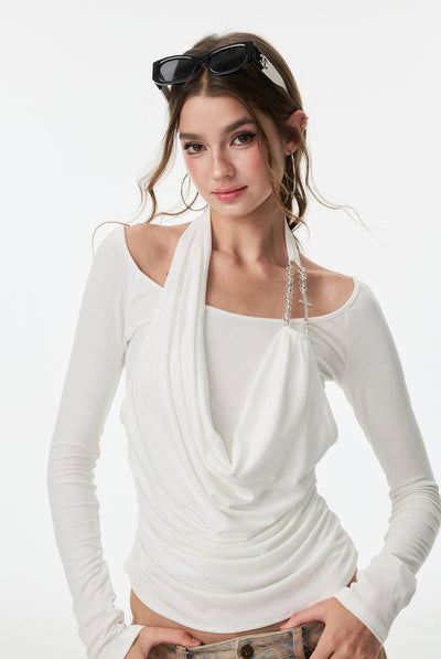 Cross Rhinestone Long Sleeves Top 4MU0157