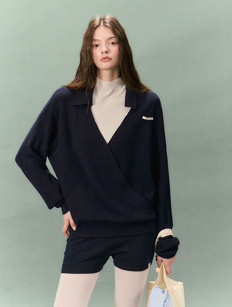 Casual Collared V-neck Sweater/Shorts LAL0234